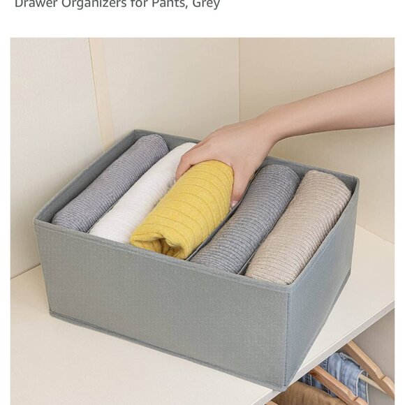 Drawer Organizer, 3 Pack 5 Cells Foldable Storage Fabric Wardrobe Organiser - Picture 1 of 4